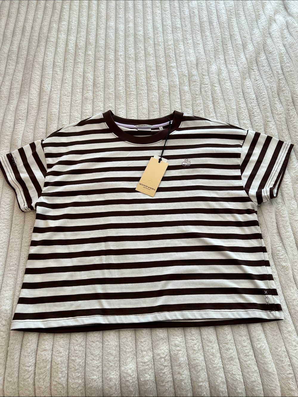 Scotch & Soda Brown and White Striped Short Sleeve Tee - Picture 2 of 6